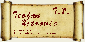 Teofan Mitrović vizit kartica